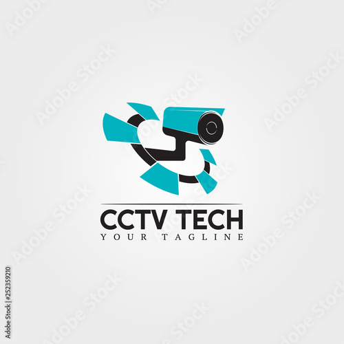 Cctv camera icon template, vector logo technology creative, illustration element