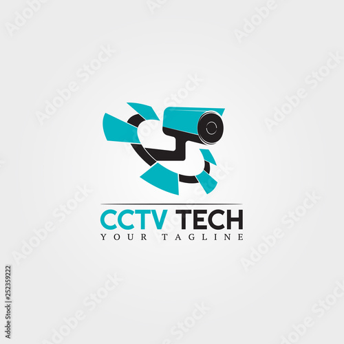 PrintCctv camera icon template, vector logo technology creative, illustration element