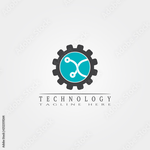 Technology icon template, creative vector logo design, connection, illustration elements.