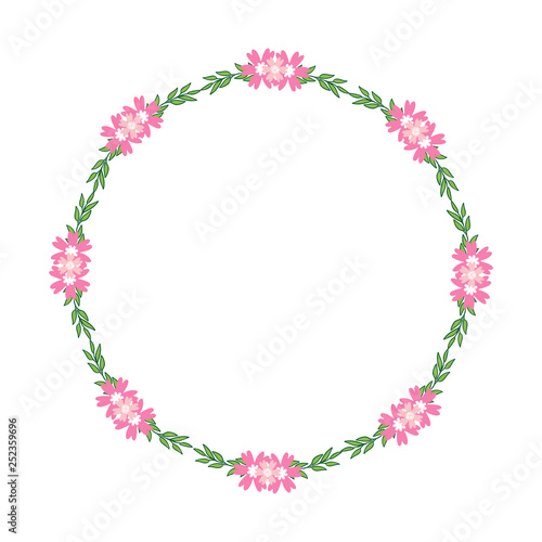 Vector illustration beauty pink flower frames hand drawn