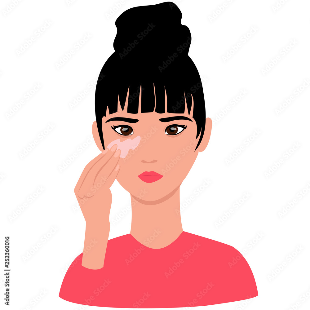 a young girl moisturizes the skin with cream. cosmetic skin care a young girl moisturizes the skin with cream. cosmetic skin care