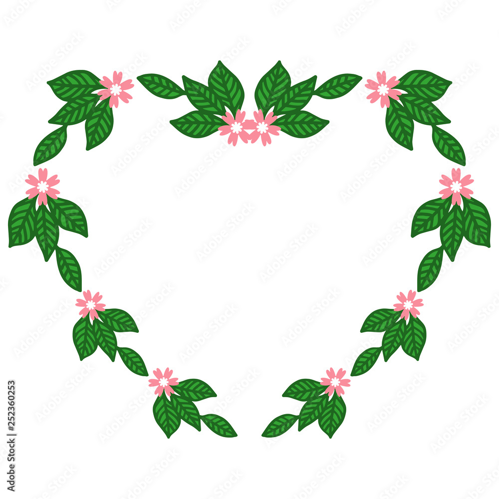 Fototapeta premium Vector illustration colorful flower frames in the form of love hand drawn