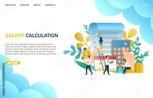 Salary calculation vector website landing page design template