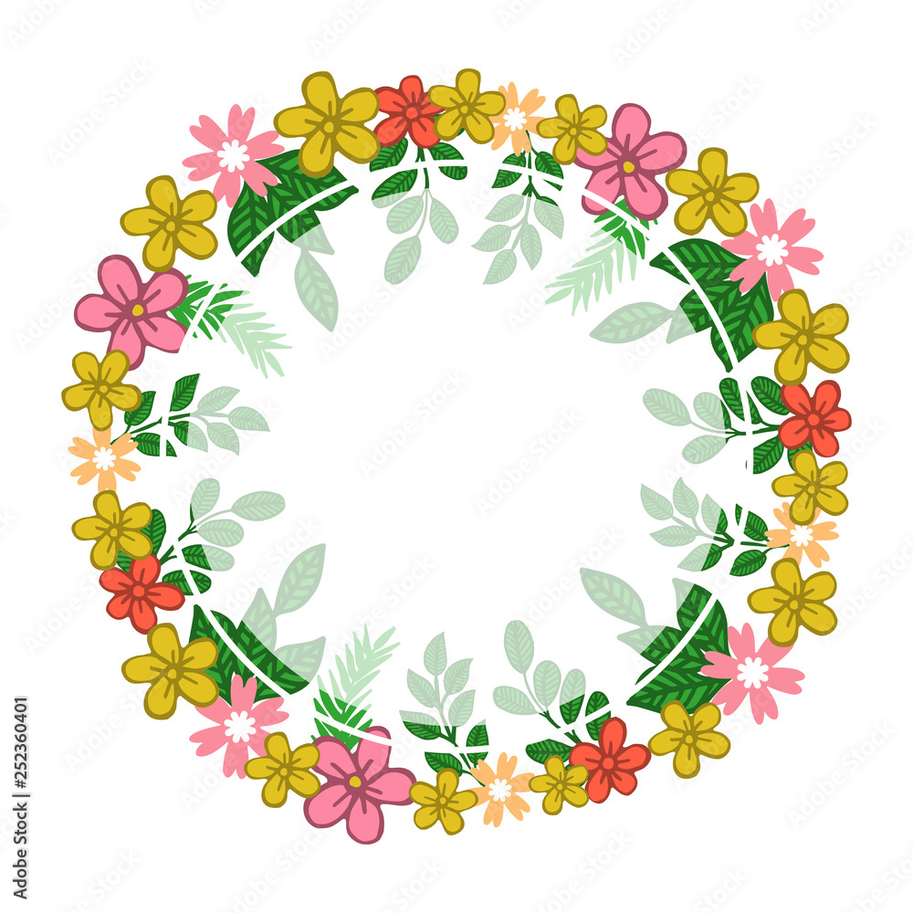 Fototapeta premium Vector illustration beauty colorful flower frame very blooms hand drawn