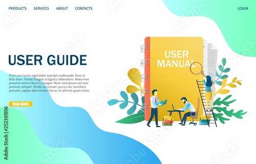 User guide vector website landing page design template