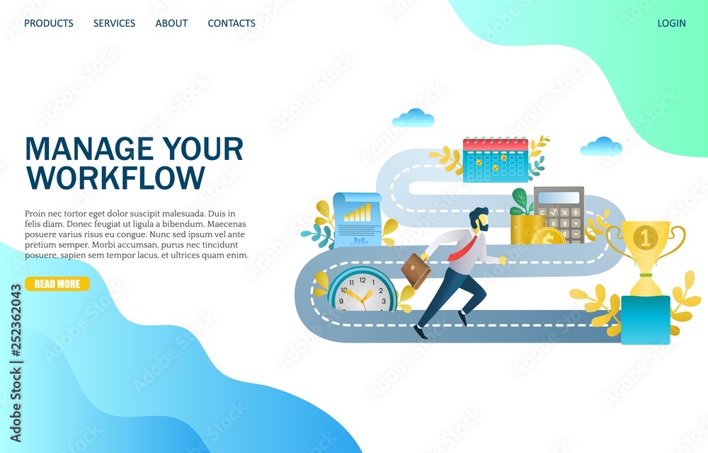 Manage your workflow vector website landing page design template Manage your workflow vector website landing page design template