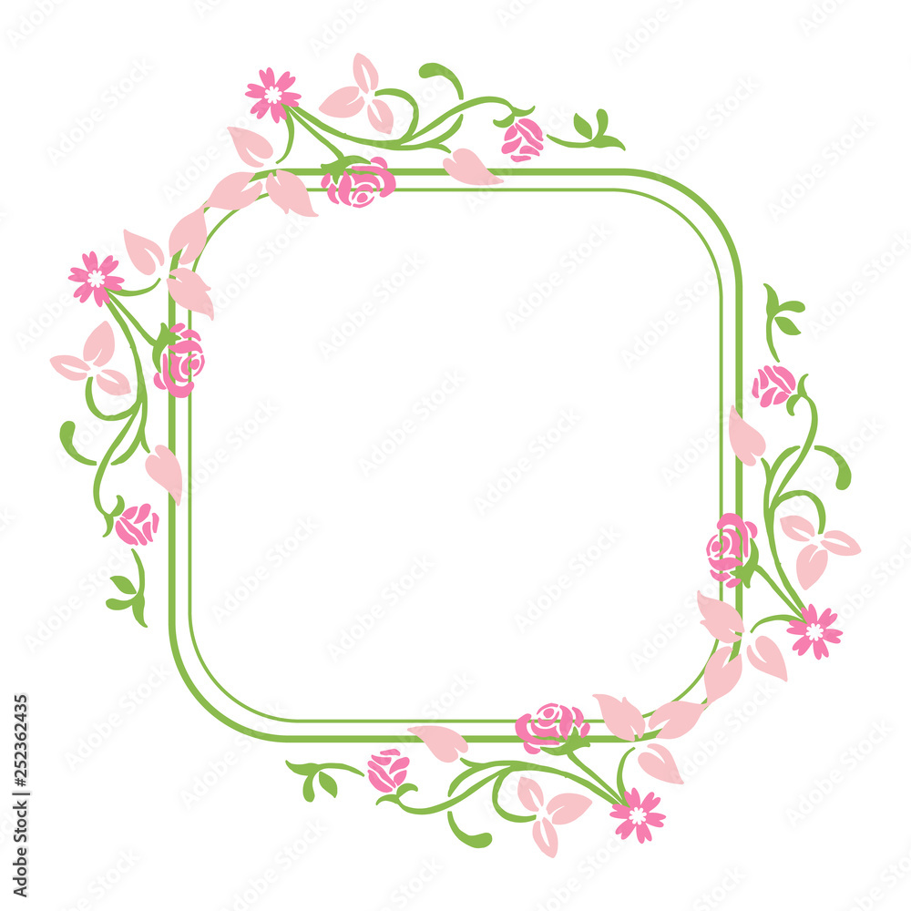 Vector illustration pink flower frames style with greeting card hand drawn Vector illustration pink flower frames style with greeting card hand drawn