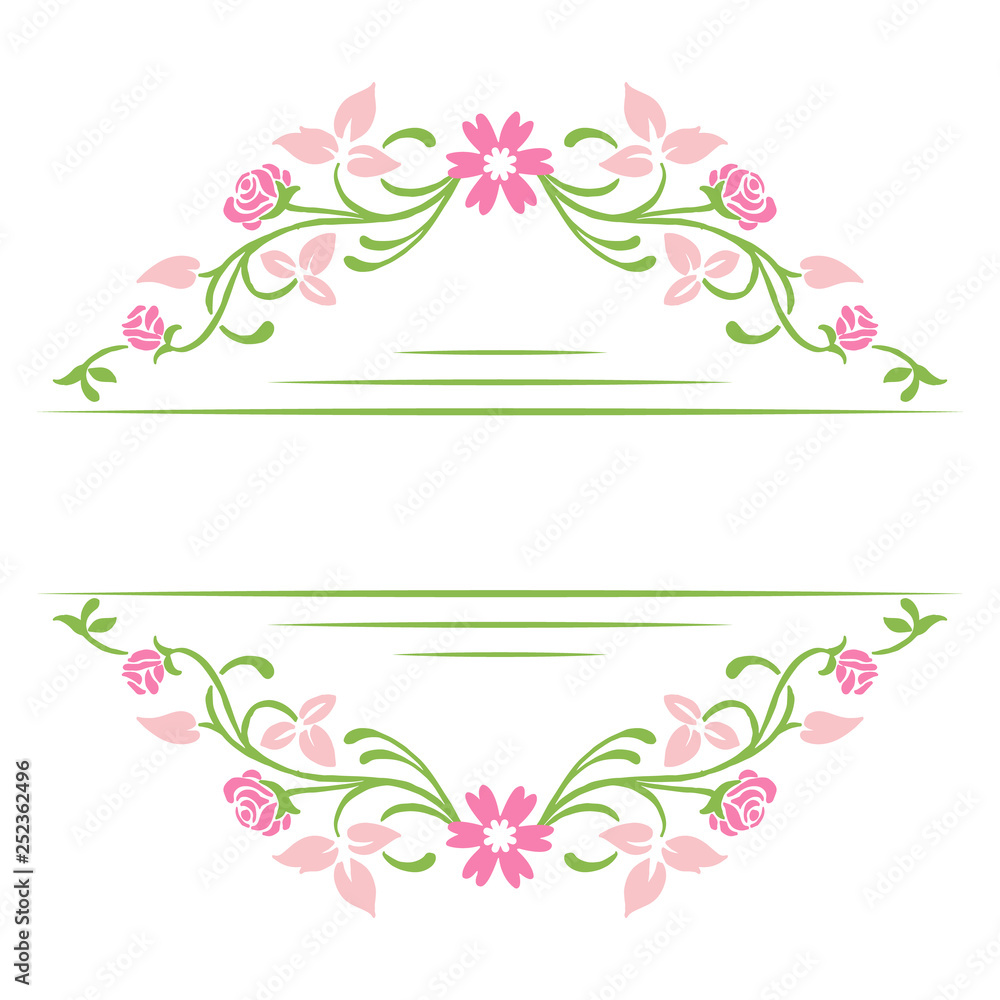 Vector illustration pink flower frames style with greeting card hand drawn