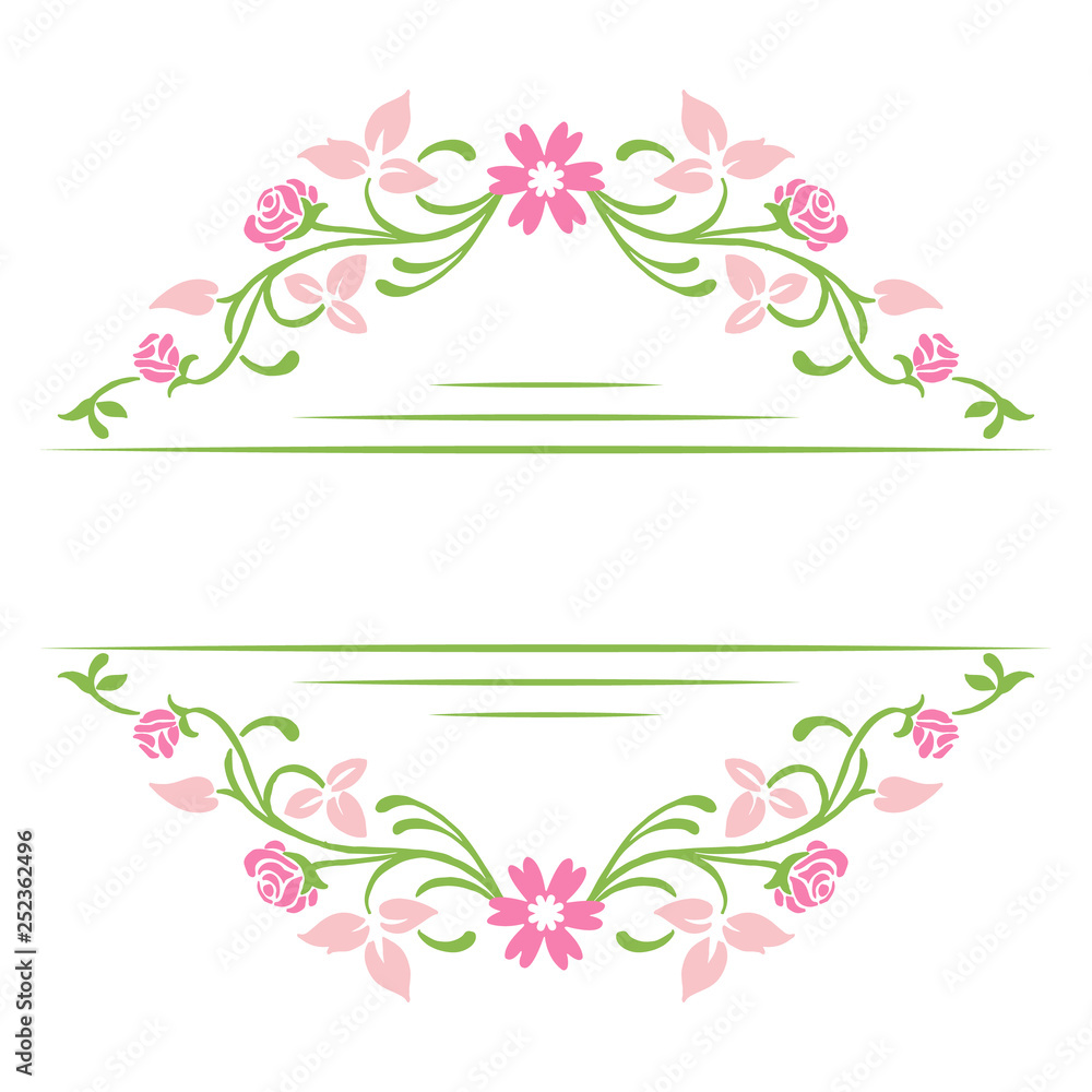 Vector illustration pink flower frames style with greeting card hand drawn Vector illustration pink flower frames style with greeting card hand drawn
