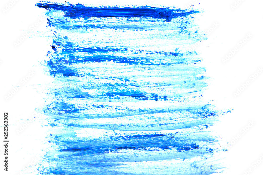 Beautiful abstract brush strokes with colorful gouache paint on isolated background