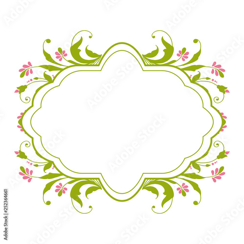 Vector illustration greeting card with design pink flower frame hand drawn
