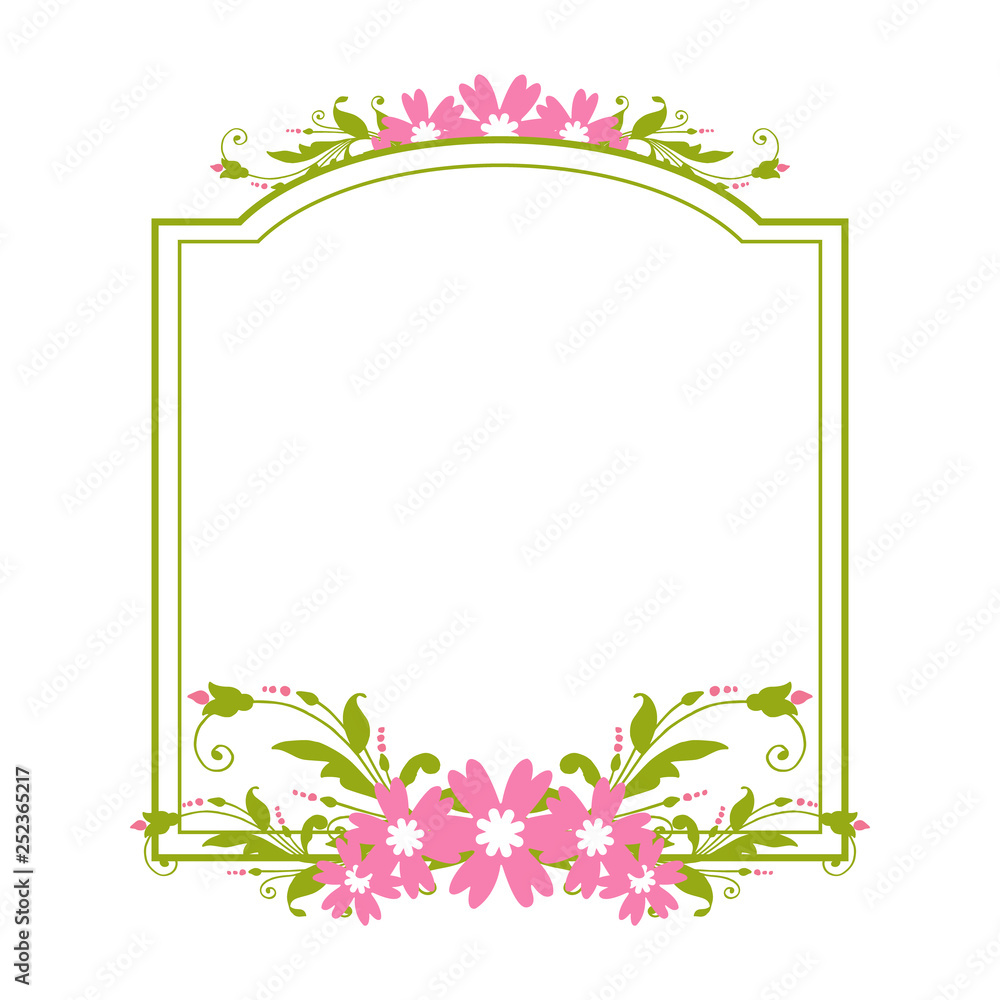 Vector illustration pink flower frame for card hand drawn Vector illustration pink flower frame for card hand drawn