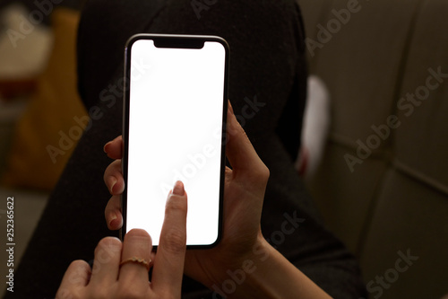 Holding hand on mobile phone