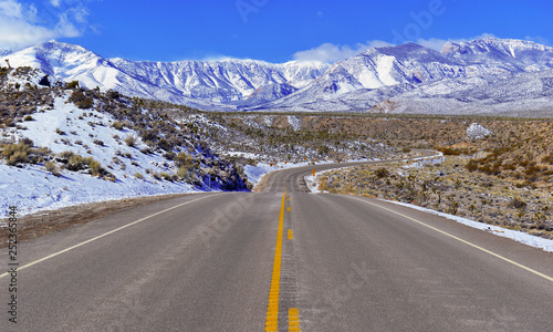 Snow covered alpine terrain in the Mount Charleston region, popular hiking and climbing spots in the Spring Mountains, near Las Vegas Nevada, USA