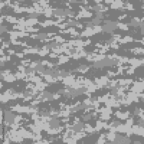 Digital camouflage pattern, seamless camo texture. Abstract pixelated military style background. Easy to edit mosaic vector illustration