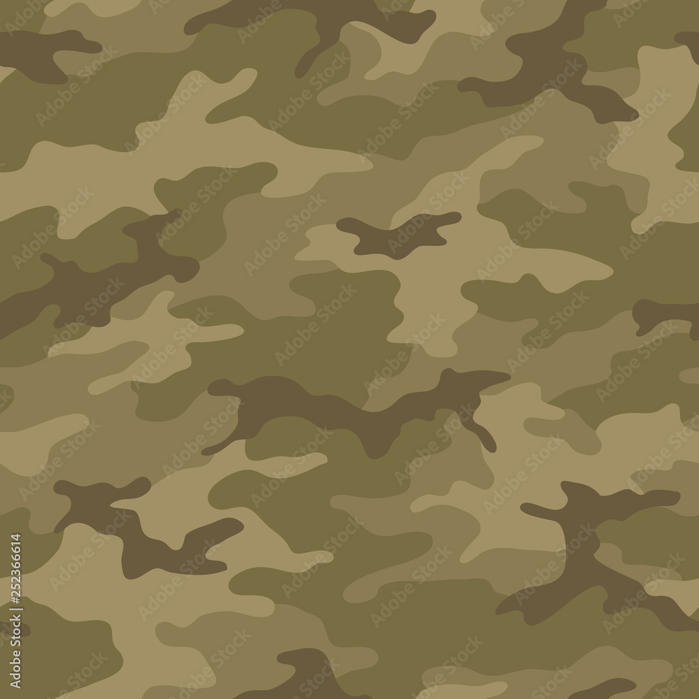 Fototapeta premium Seamless camouflage pattern. Khaki texture, vector illustration. Camo print background. Abstract military style backdrop