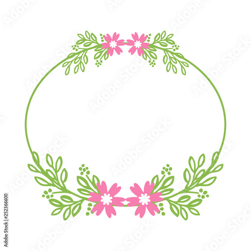 Vector illustration drawing pink flower frames blooms hand drawn