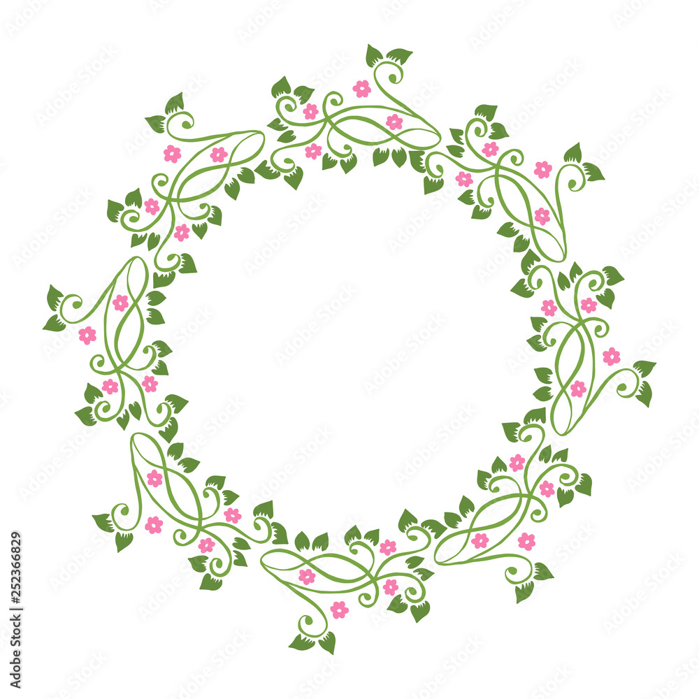 Vector illustration backdrop for shape pink flower frame hand drawn