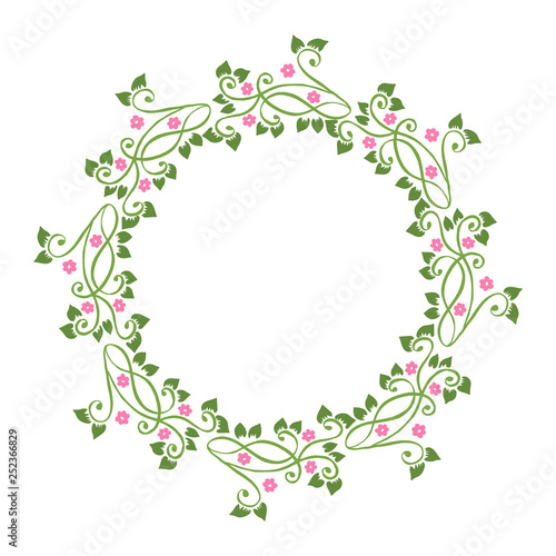 Vector illustration backdrop for shape pink flower frame hand drawn
