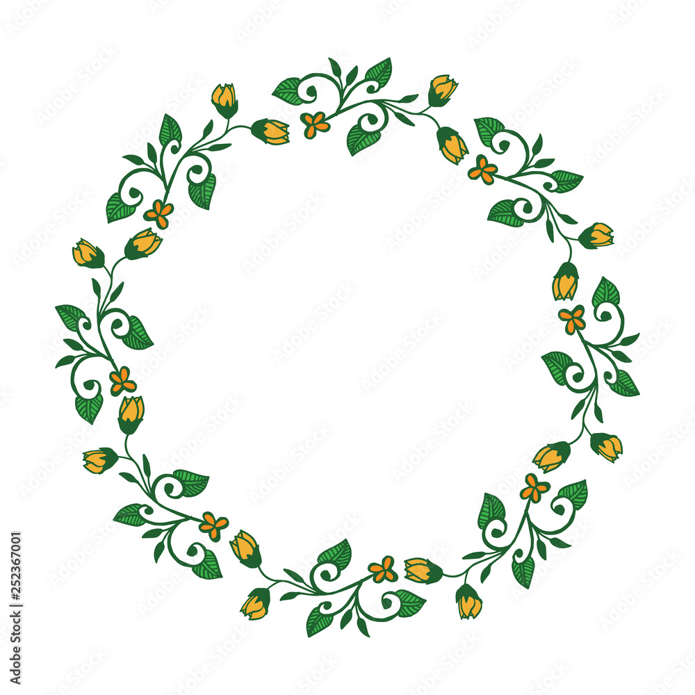 Vector illustration ornate frame floral with green leaf hand drawn