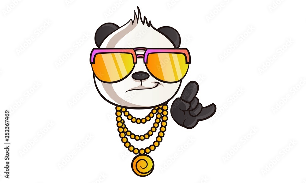 Vector cartoon illustration of cute panda's thug life. Isolated On white  background. Stock Vector | Adobe Stock