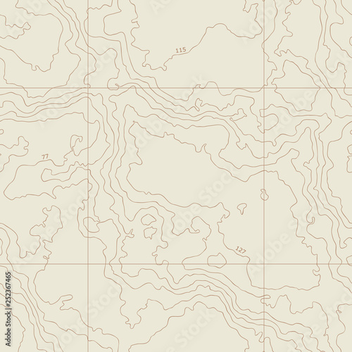 Seamless topographic map. A height map with contour lines. Abstract vector background