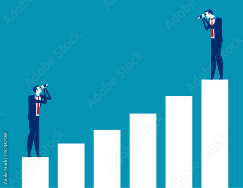Business people looking at bar graph. Concept business vector, Searching, Direction, Education.
