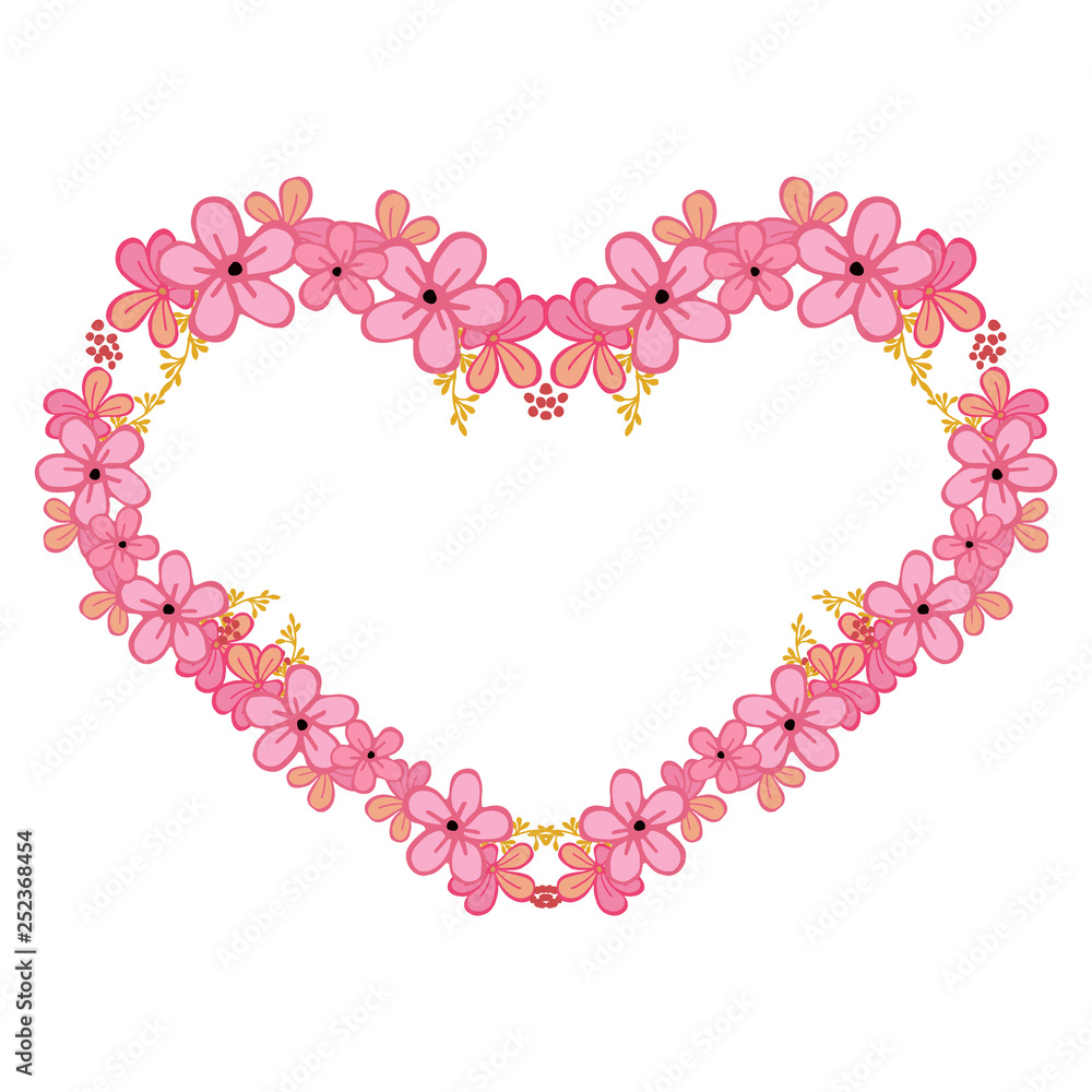 Vector illustration decorative frame flower pink with card hand drawn