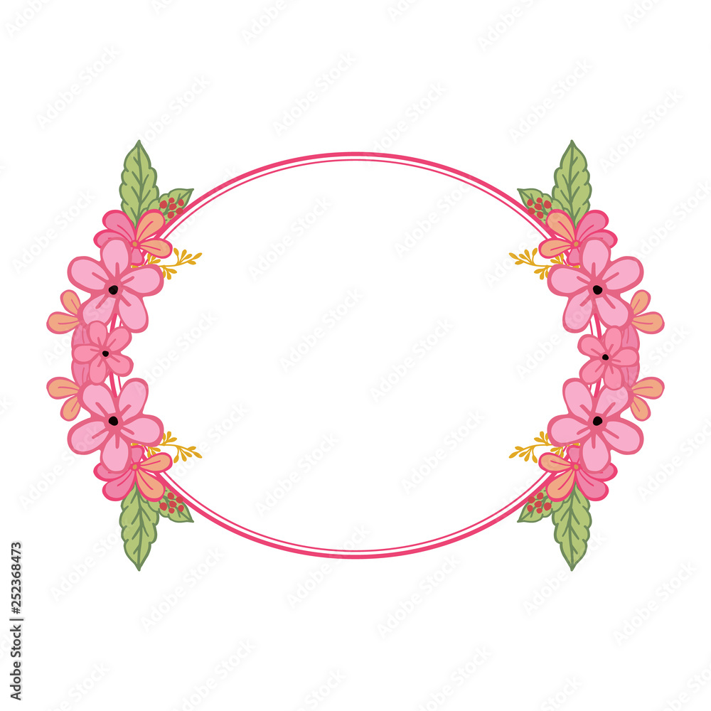 Vector illustration decorative frame flower pink with card hand drawn