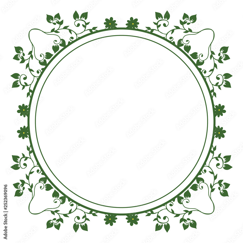 Vector illustration frame flower yellow with flower green leaf hand drawn Vector illustration frame flower yellow with flower green leaf hand drawn
