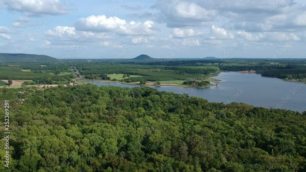 Aerial view of the river Forest and nature around the mountains above the Lampang Reservoir, Kalasin Province. Aerial view of the river Forest and nature around the mountains above the Lampang Reservoir, Kalasin Province.