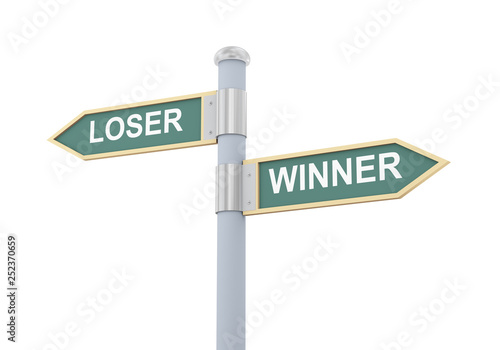 3d loser winner road sign