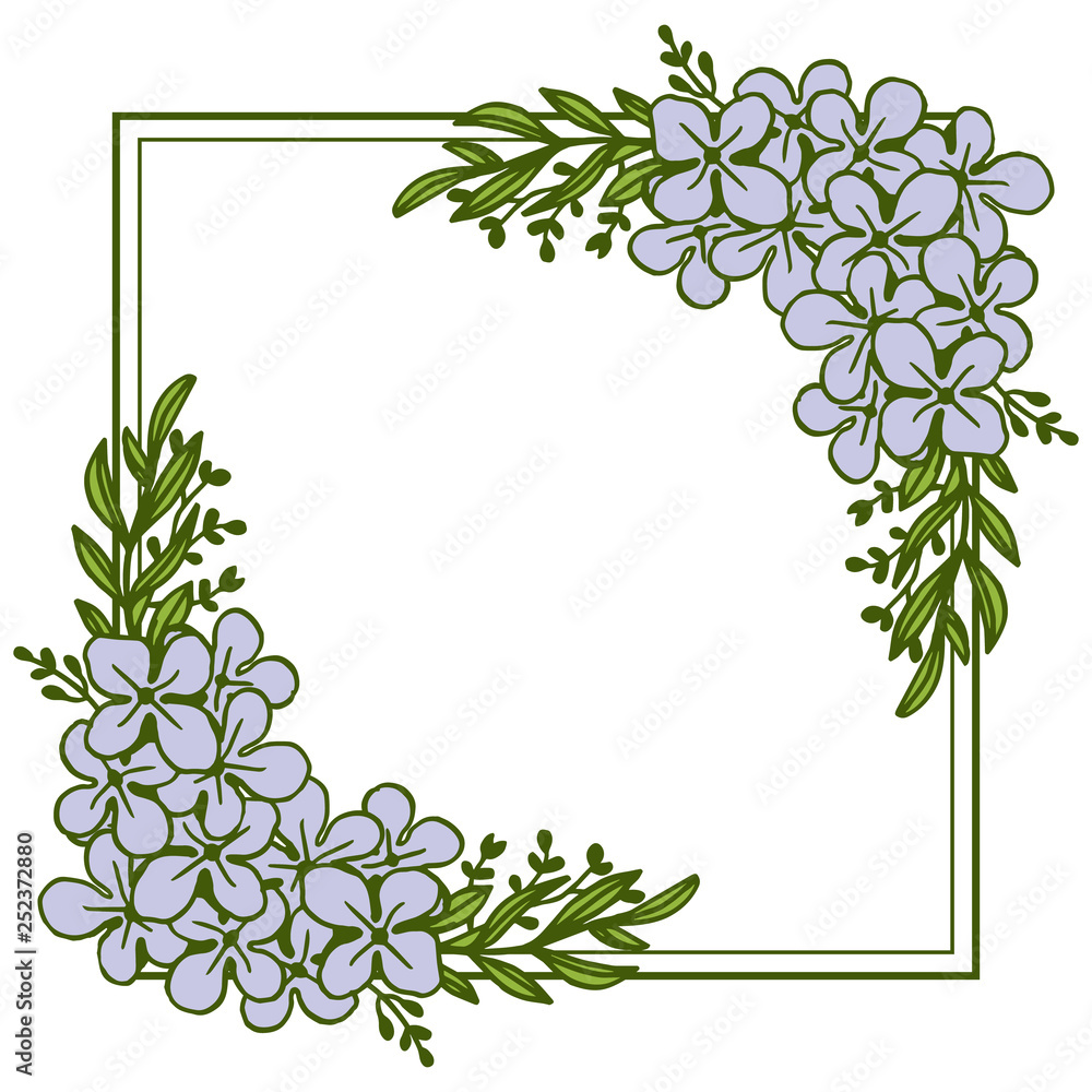 Fototapeta premium Vector illustration frame flower red and violet hand drawn