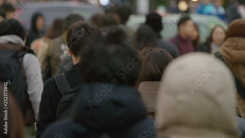 Wallpaper Mural スローモーション 歩く人々 群衆 後ろ姿 2019年 冬 曇 新宿 繁華街 Torontodigital.ca