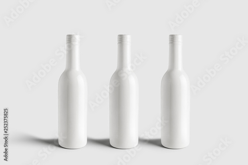 Ceramic bottles Mock-up isolated on soft gray background.Can be used for your design and branding.3D illustration.
