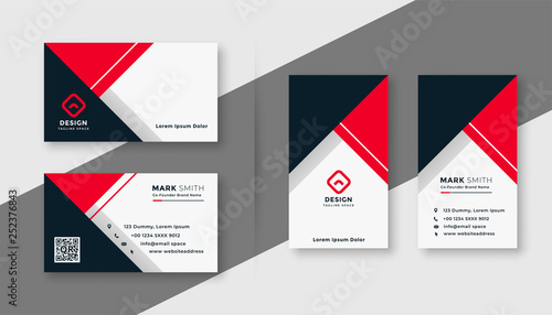 modern red geometric business card template