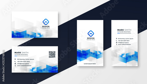 abstract white and blue business card template set