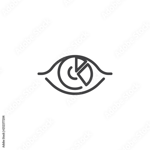 Diagram chart analysis line icon. linear style sign for mobile concept and web design. Pie chart eye outline vector icon. Financial analytic symbol, logo illustration. Pixel perfect vector graphics