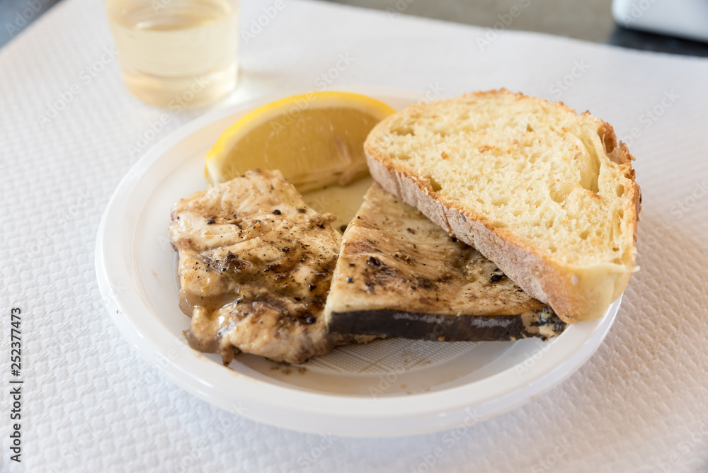 Grilled Swordfish with bread