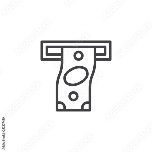 ATM slot with money line icon. linear style sign for mobile concept and web design. Cashout Slot outline vector icon. Symbol, logo illustration. Pixel perfect vector graphics