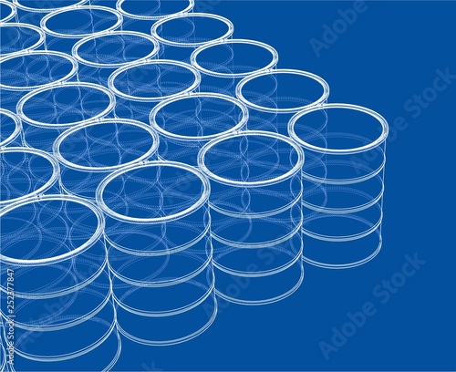 Group of oil barrels. Vector rendering of 3d