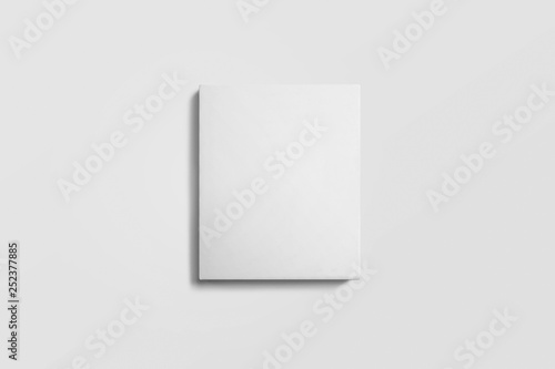 White gift box, white gift bag. Blank gift box and gift bag on a soft gray background with shadow. isolated. Blank Mock up file.3d rendering © sabir