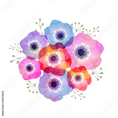 アネモネ 春 花束 水彩 イラスト Stock Illustration Adobe Stock