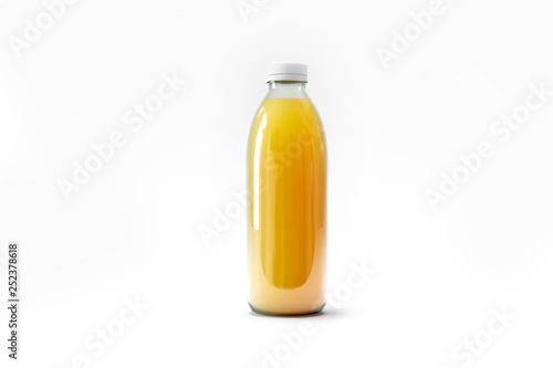 Fruit juice bottle (healthy drink) isolated on white background.mockup3D illustration