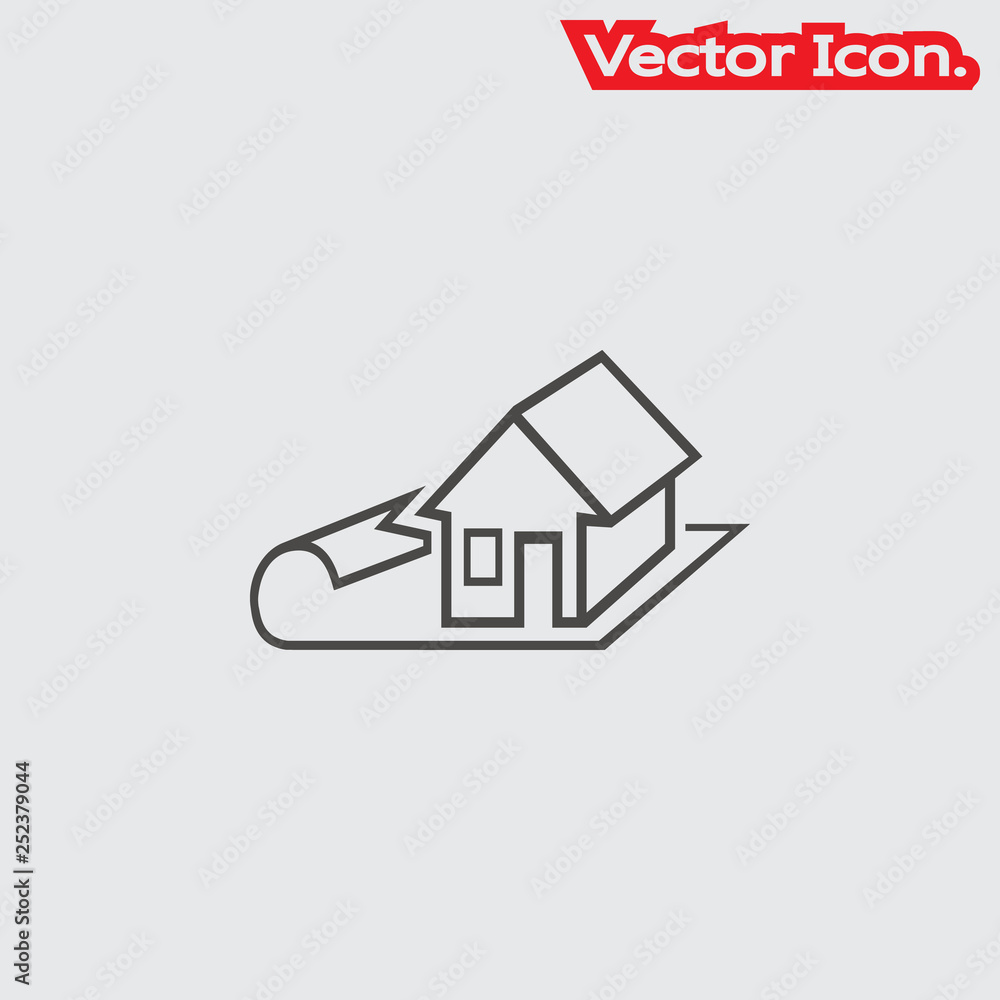 Home plan icon isolated sign symbol and flat style for app, web and digital design. Vector illustration.
