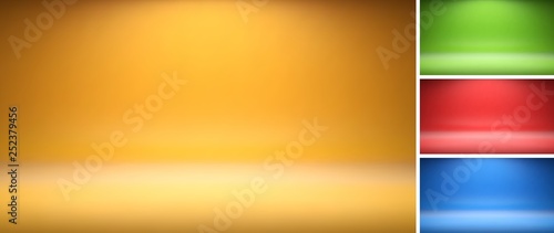 Set of colorful studio backdrops with empty space for your content