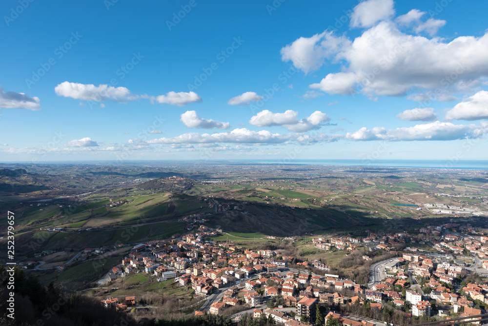 Panorama of the hills of San Marino Rimini