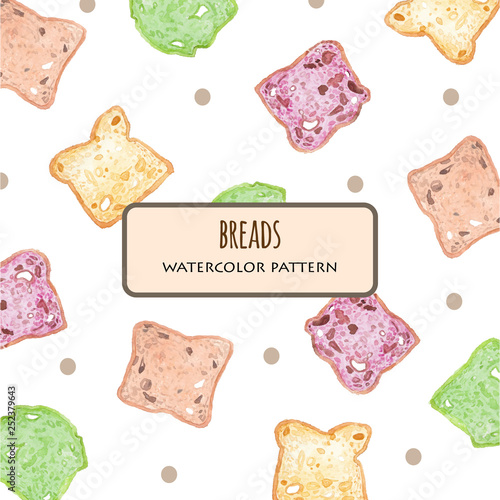 Breads Pattern Watercolor Style