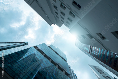 Photography View of modern business skyscrapers glass and sky view landscape of commercial b