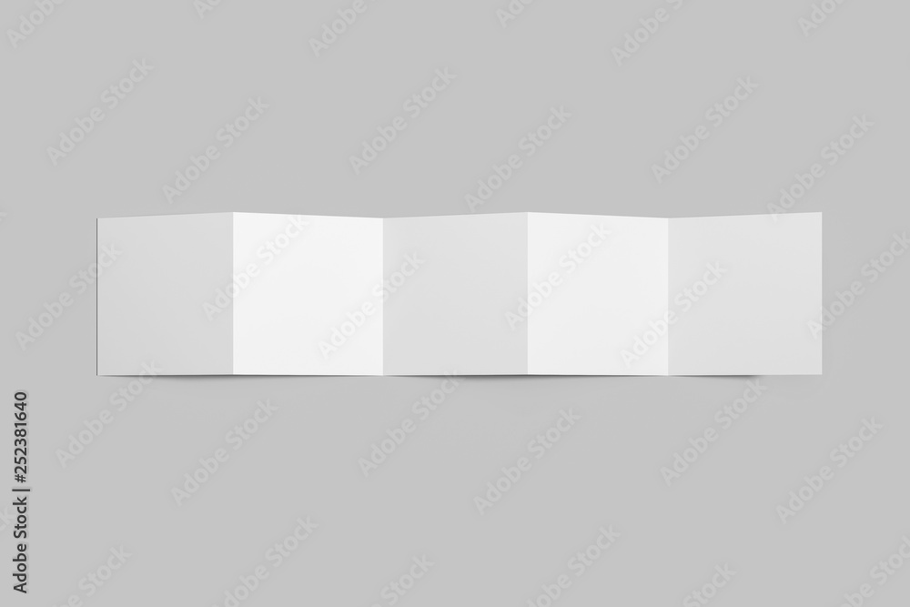 Accordion Fold Brochure, ten page leaflet, concertina fold. Blank white